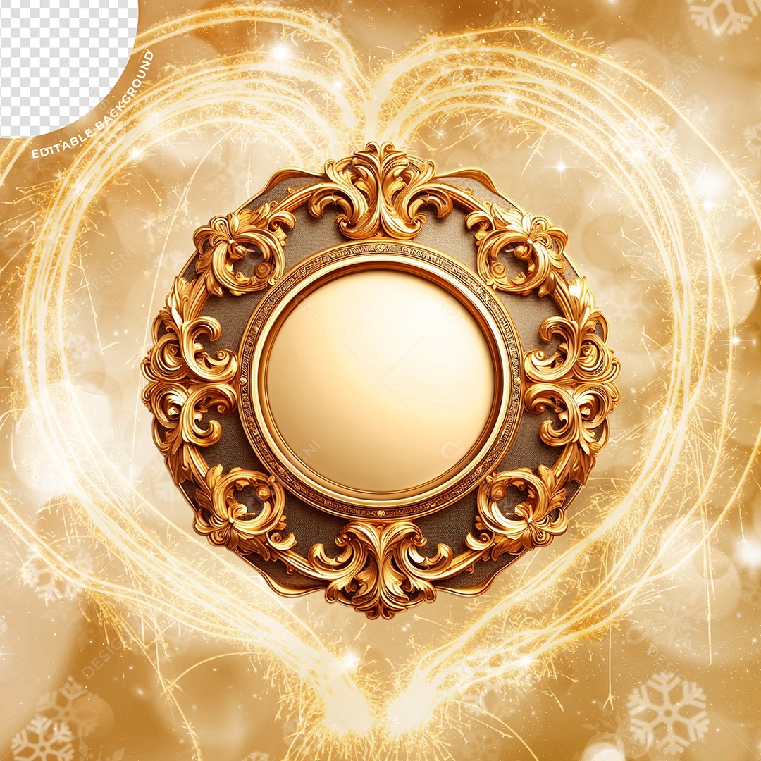 Elemento 3D Redondo Detalhado Para Composição PSD