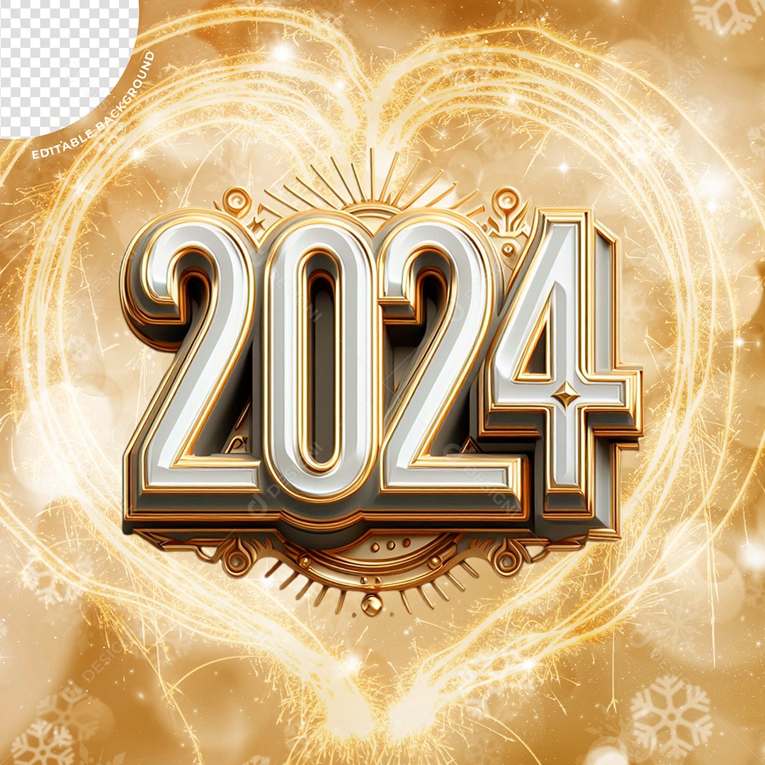 Número 3D 2024 Para Composição PSD