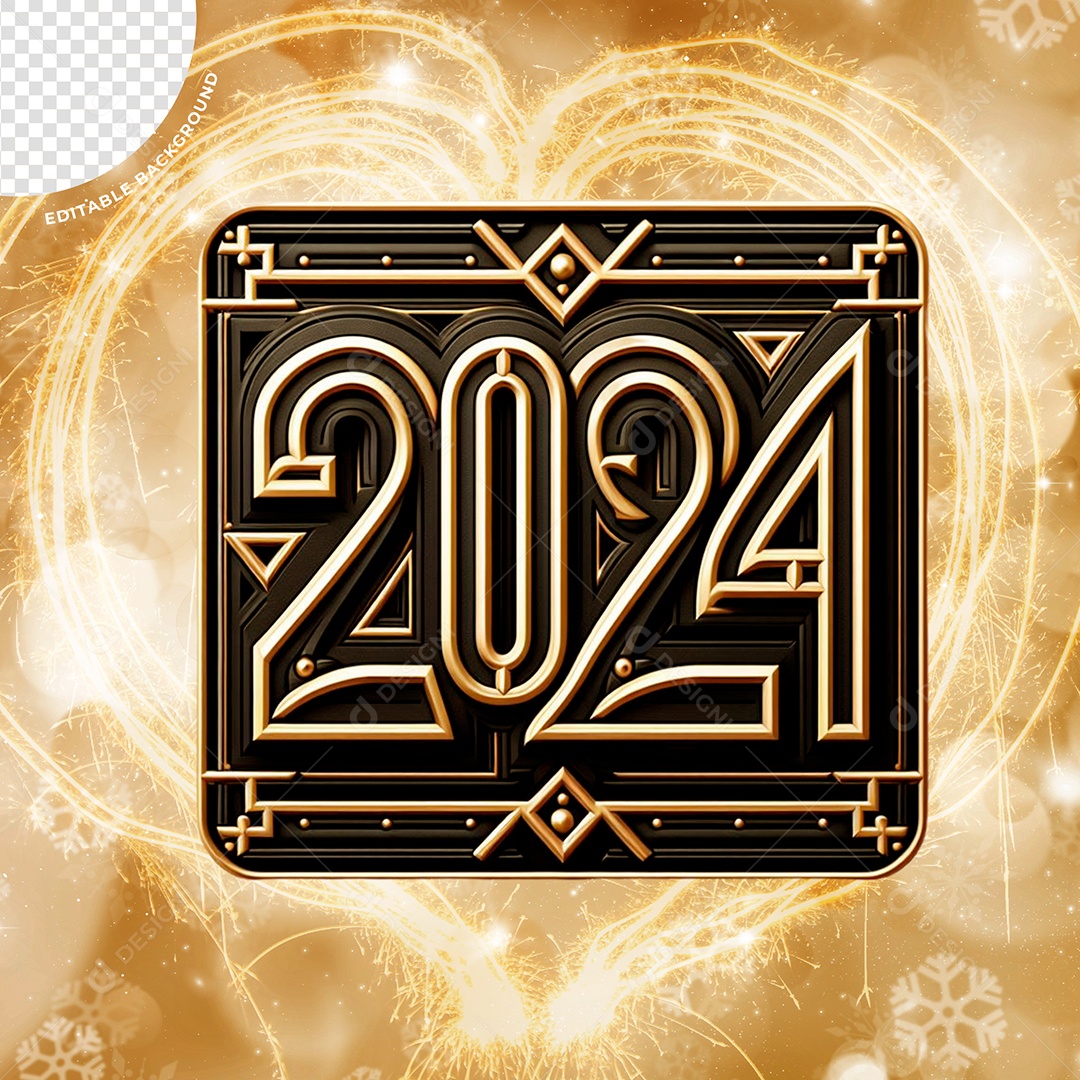 Elemento 3D Placa 2024 Para Composição PSD