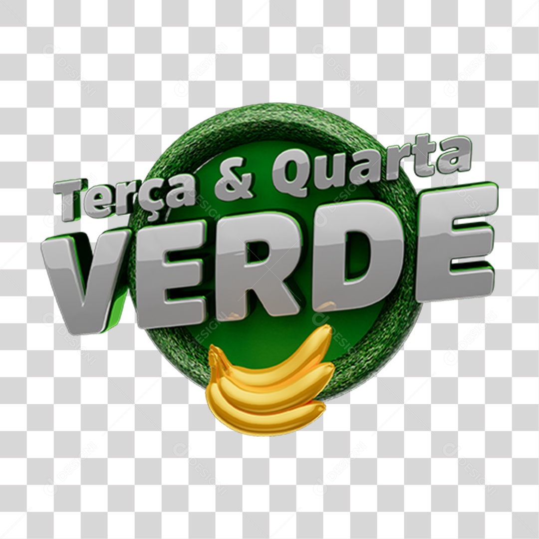 Selo 3D Terça e Quarta Verde PNG Transparente