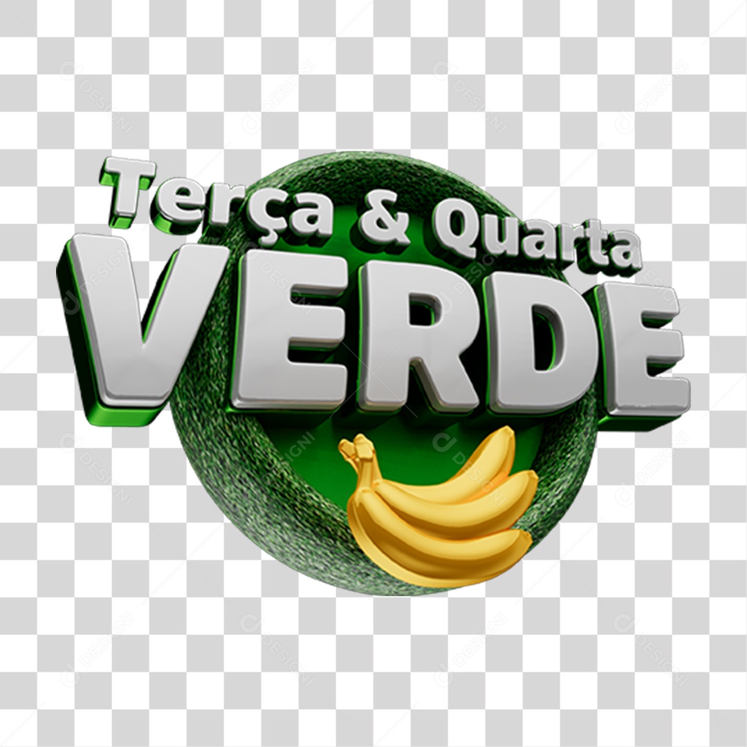 Selo 3D Terça e Quarta Verde PNG Transparente