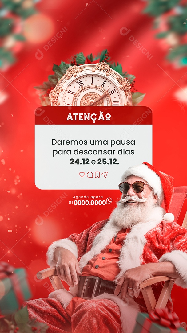 Social Media Story Atenção Daremos Uma Pausa Para Descansar PSD Editável