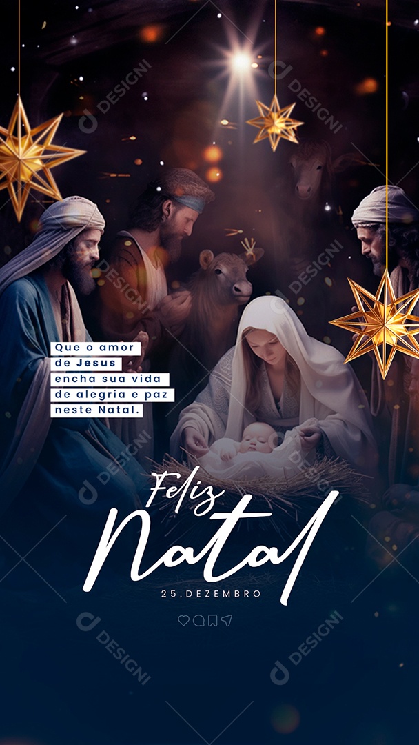 Story Feliz Natal Alegria e Paz Social Media PSD Editável