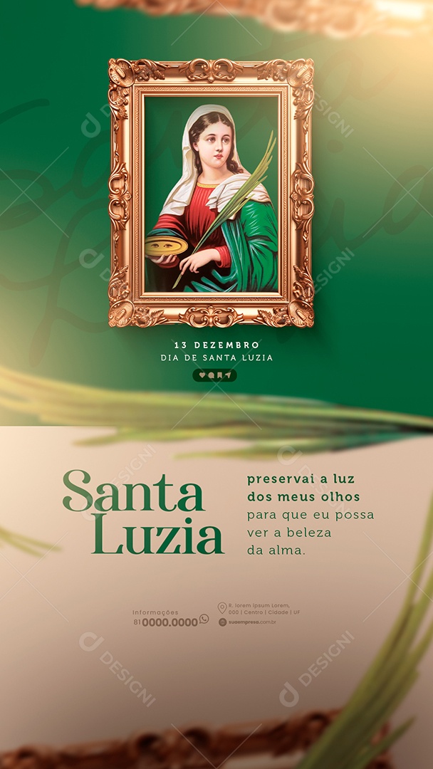 Social Media Story Santa Luzia 13 De Dezembro Preservai a Luz PSD Editável