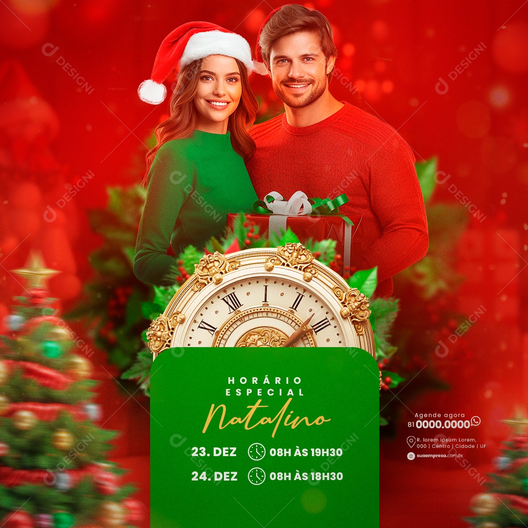 Social Media Feed Horário Especial Natalino PSD Editável