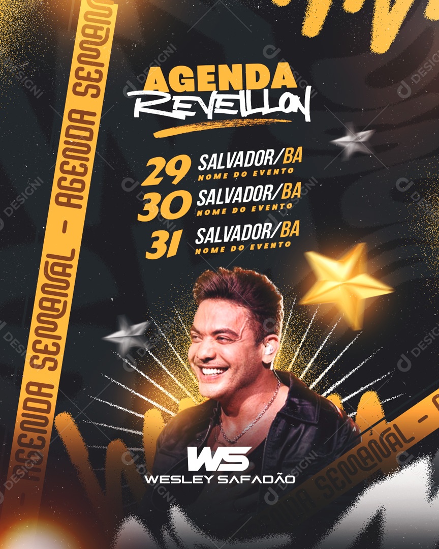 Social Media Flyer Story Agenda Réveillon Wesley Safadão PSD Editável