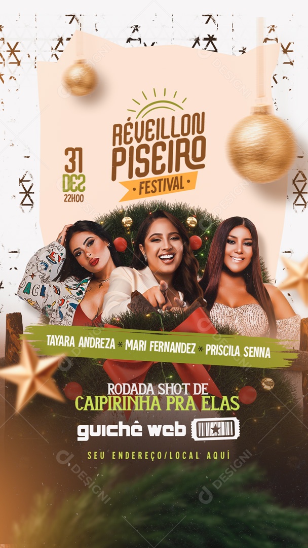Flyer Story Réveillon Caipirinha Pra Elas Social Media PSD Editável