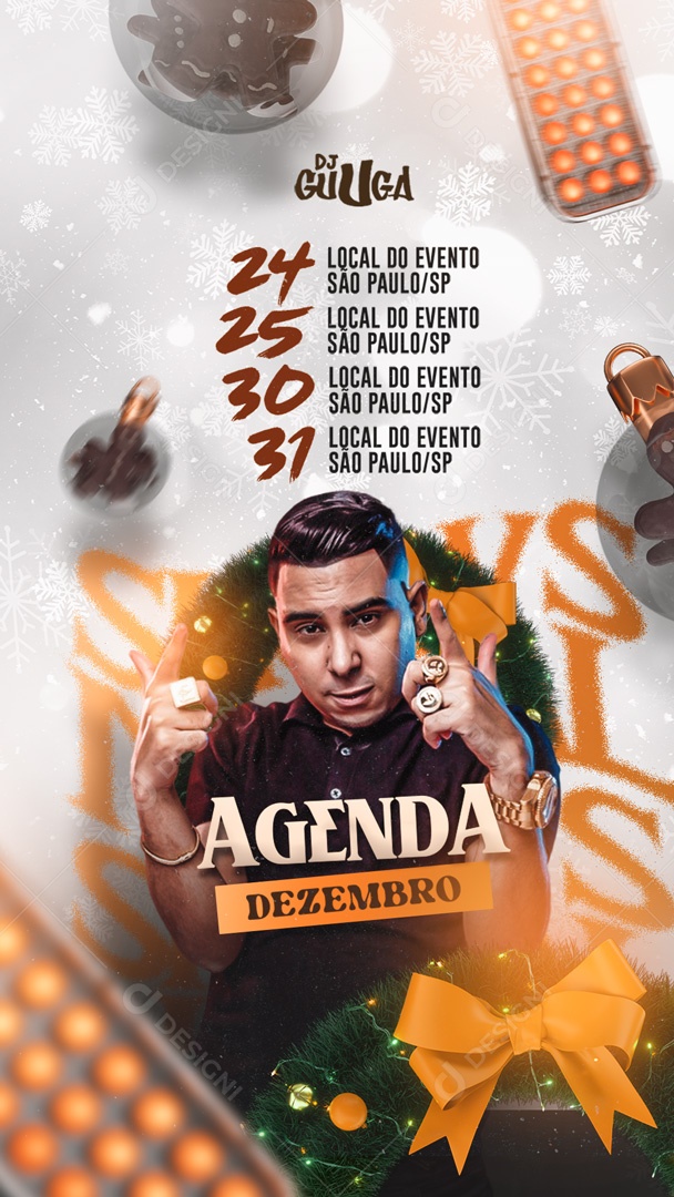 Social Media Flyer Story Dj Guuga Agenda Dezembro PSD Editável