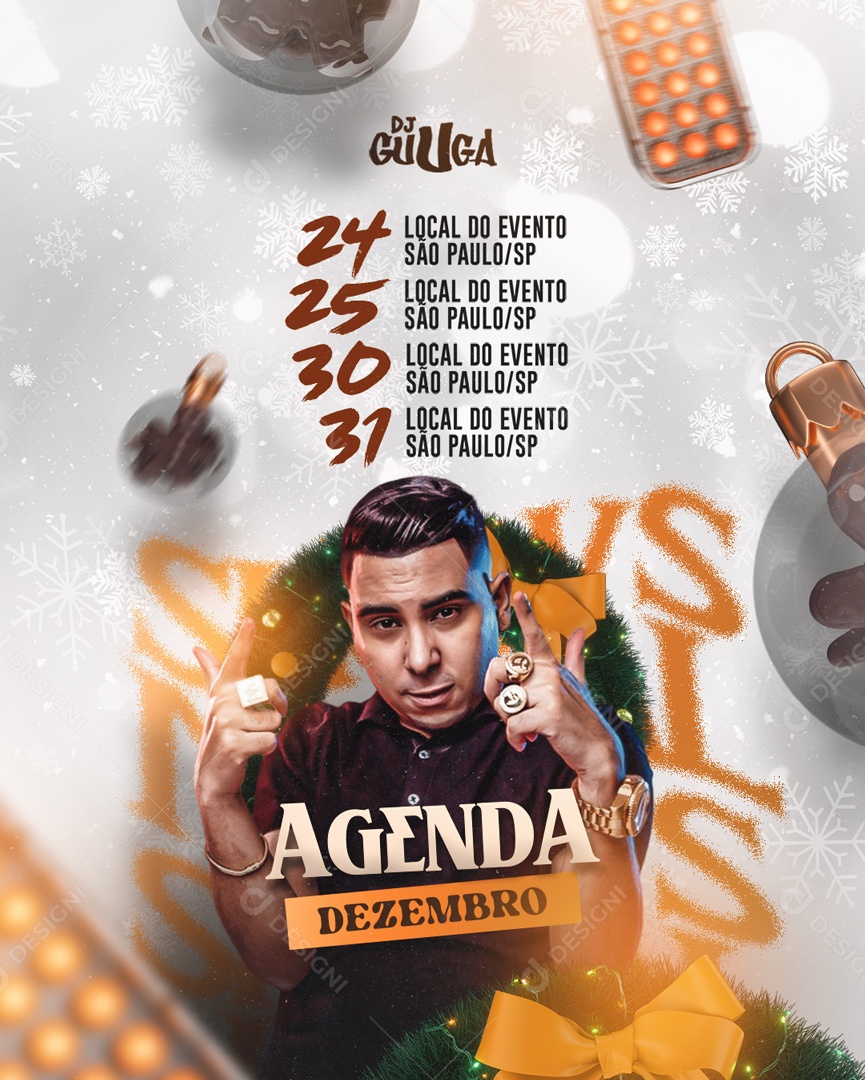 Flyer Story Dj Guuga Agenda Dezembro Social Media PSD Editável