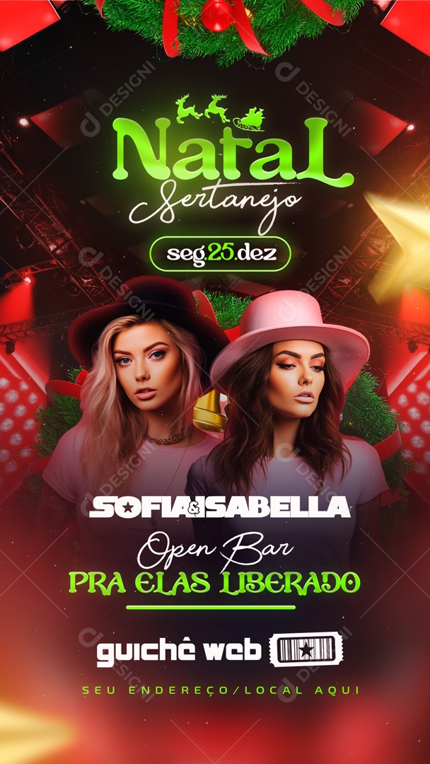 Social Media Flyer Story Natal Sertanejo Open Bar PSD Editável