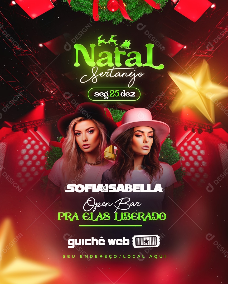 Social Media Flyer Story Natal Sertanejo Open Bar PSD Editável
