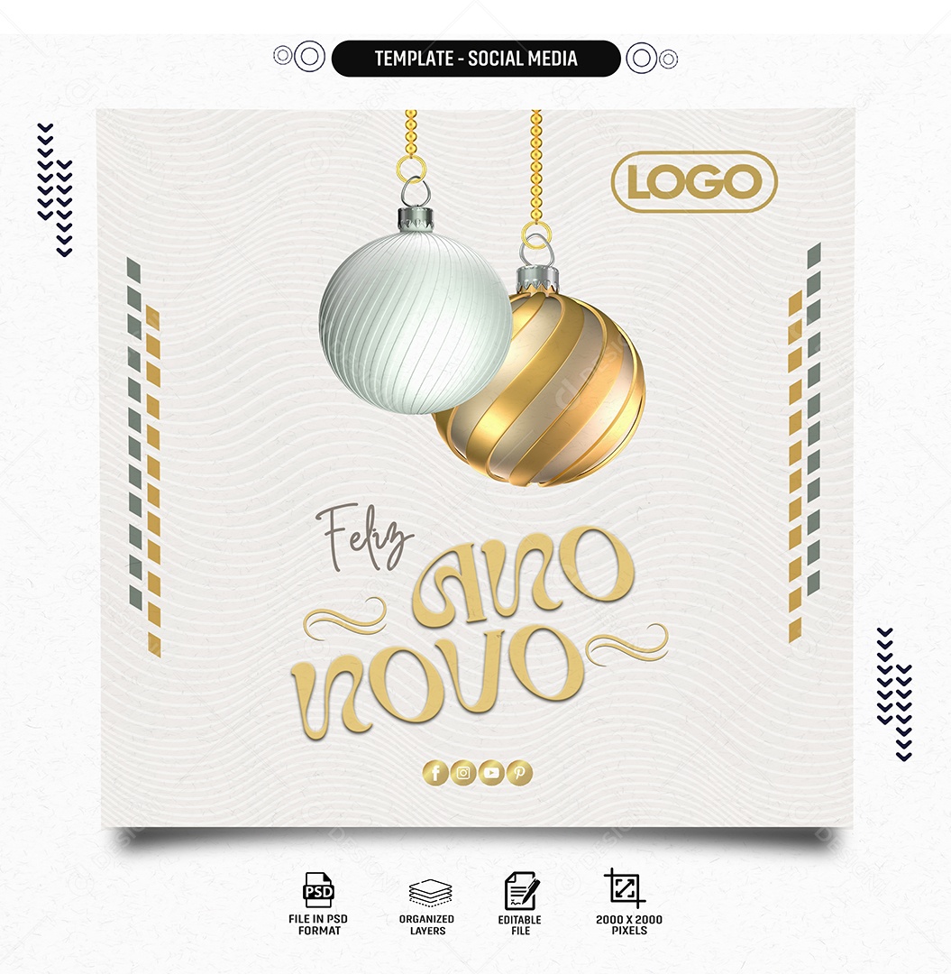 Social Media Feed Feliz Ano Novo PSD Editável