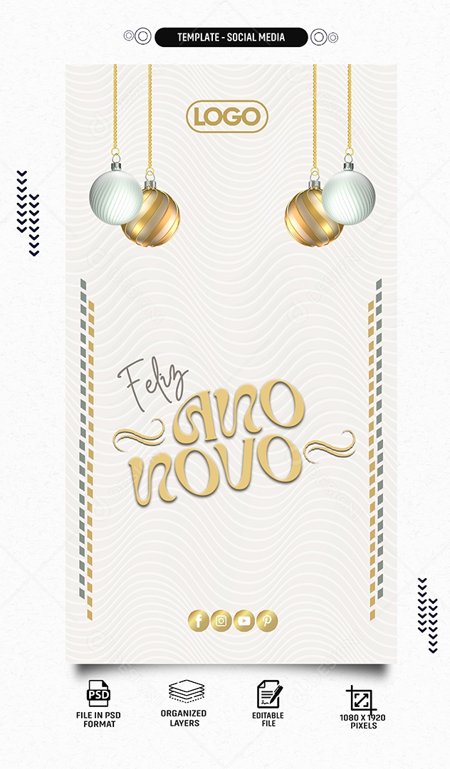 Social Media Story Feliz Ano Novo PSD Editável