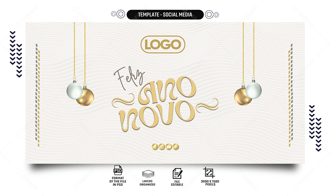 Social Media Banner Feliz Ano Novo PSD Editável