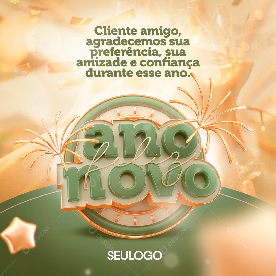 Social Media Agradecemos Sua Preferência Feliz Ano Novo PSD Editável