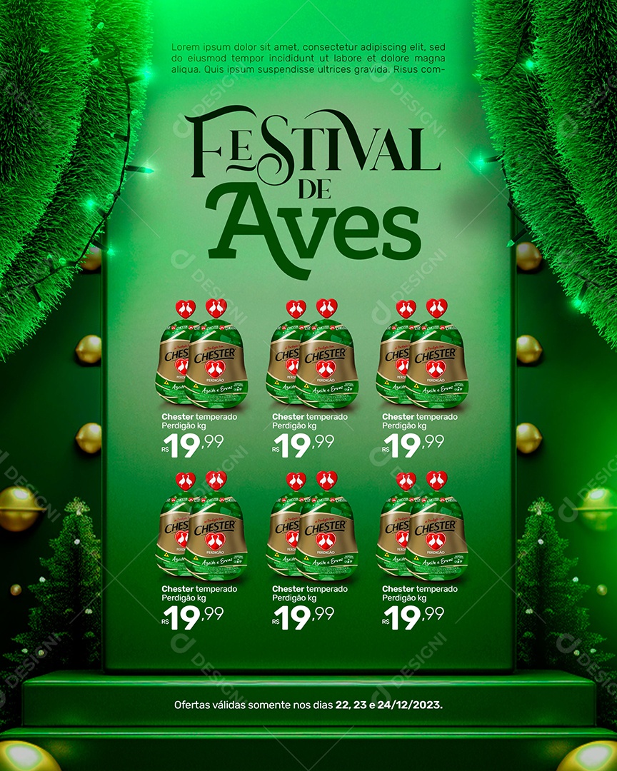 Social Media Festival De Aves Natal Supermercado PSD Editável