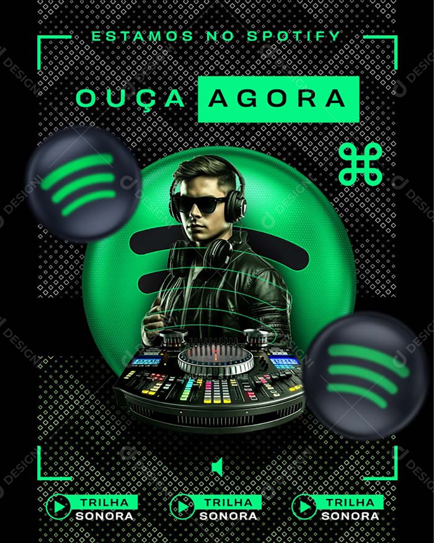 Flyer Estamos no Spotify Ouça Agora Social Media PSD Editável