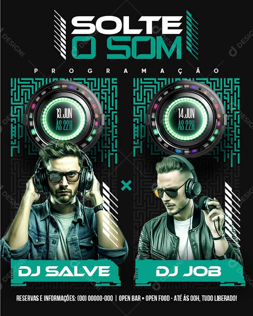 Flyer Solte o Som DJ Salve Social Media PSD Editável