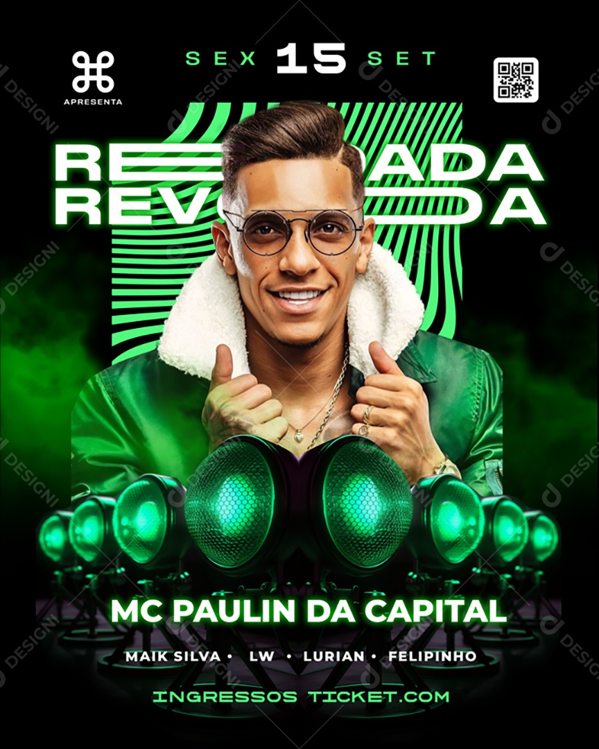 Flyer Revoada Mc Paulin Da Capital Social Media PSD Editável