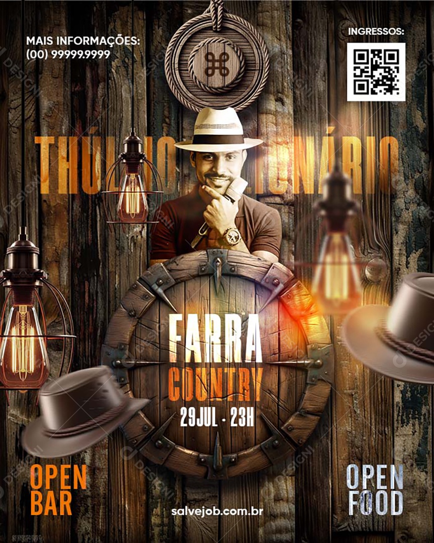 Flyer Farra Country Thúlio Milionário Social Media PSD Editável