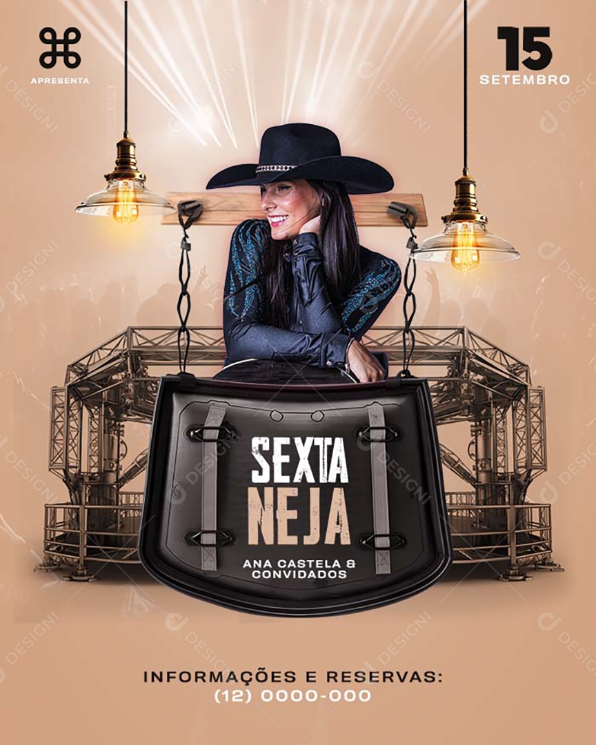 Flyer Sexta Neja Ana Castela & Convidados Social Media PSD Editável