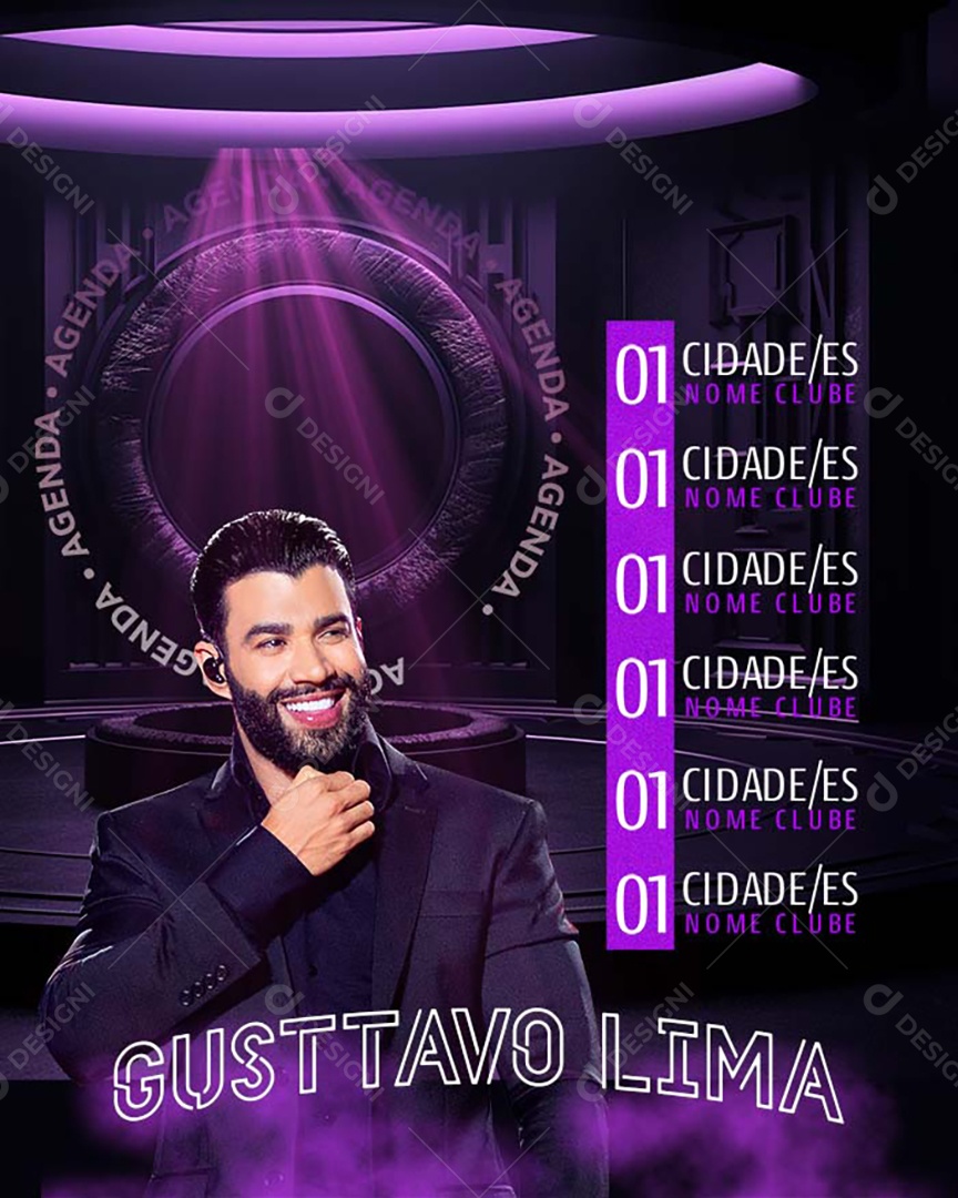 Flyer Gusttavo Lima Agenda Show Social Media PSD Editável