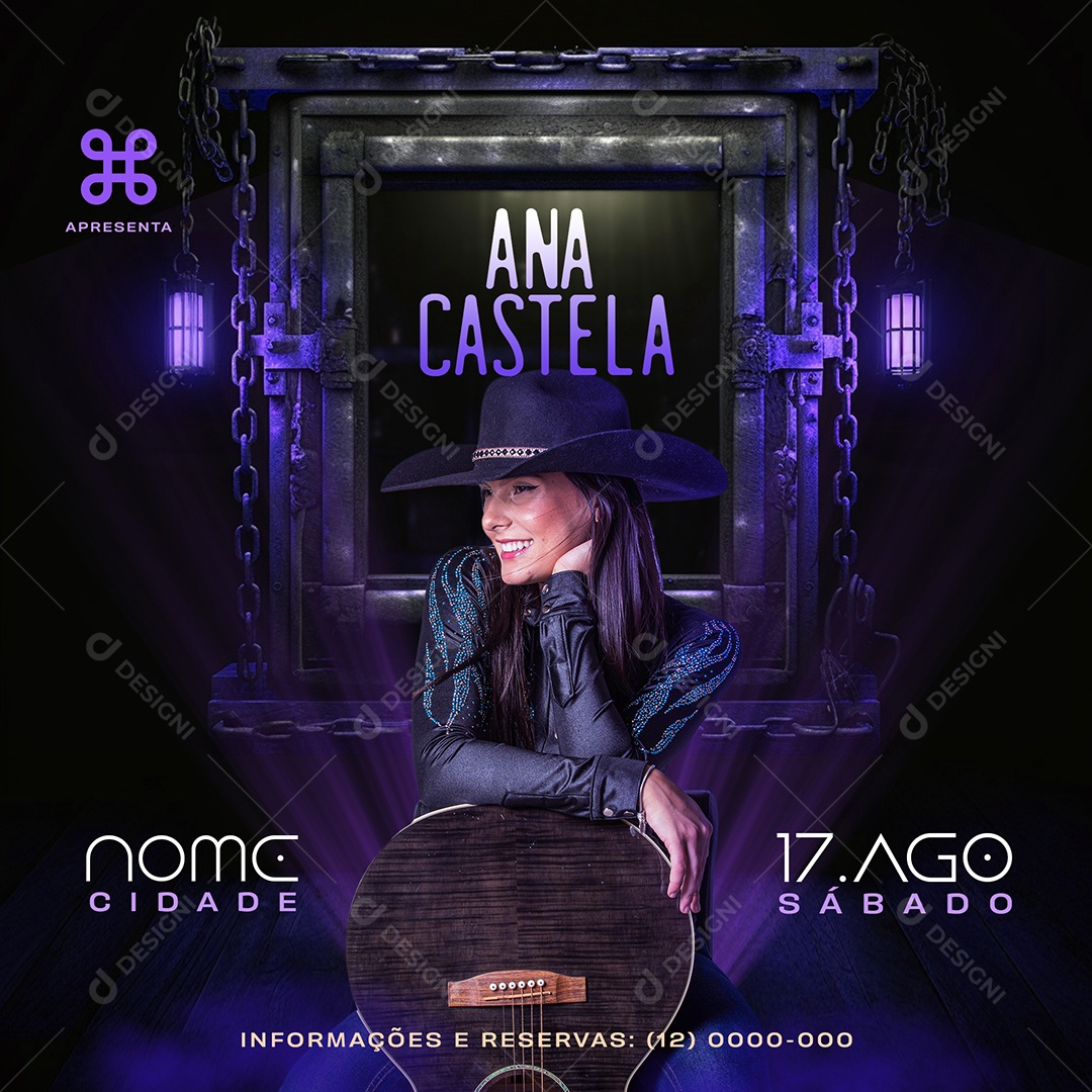 Flyer Ana Castela Agenda de Show Social Media PSD Editável