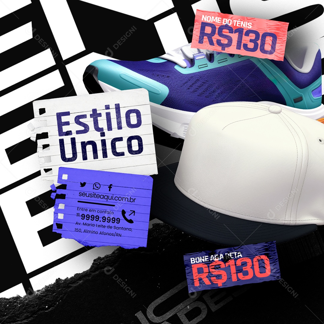 Loja de Acessórios de Skate Tênis Estilo Único Social Media PSD Editável