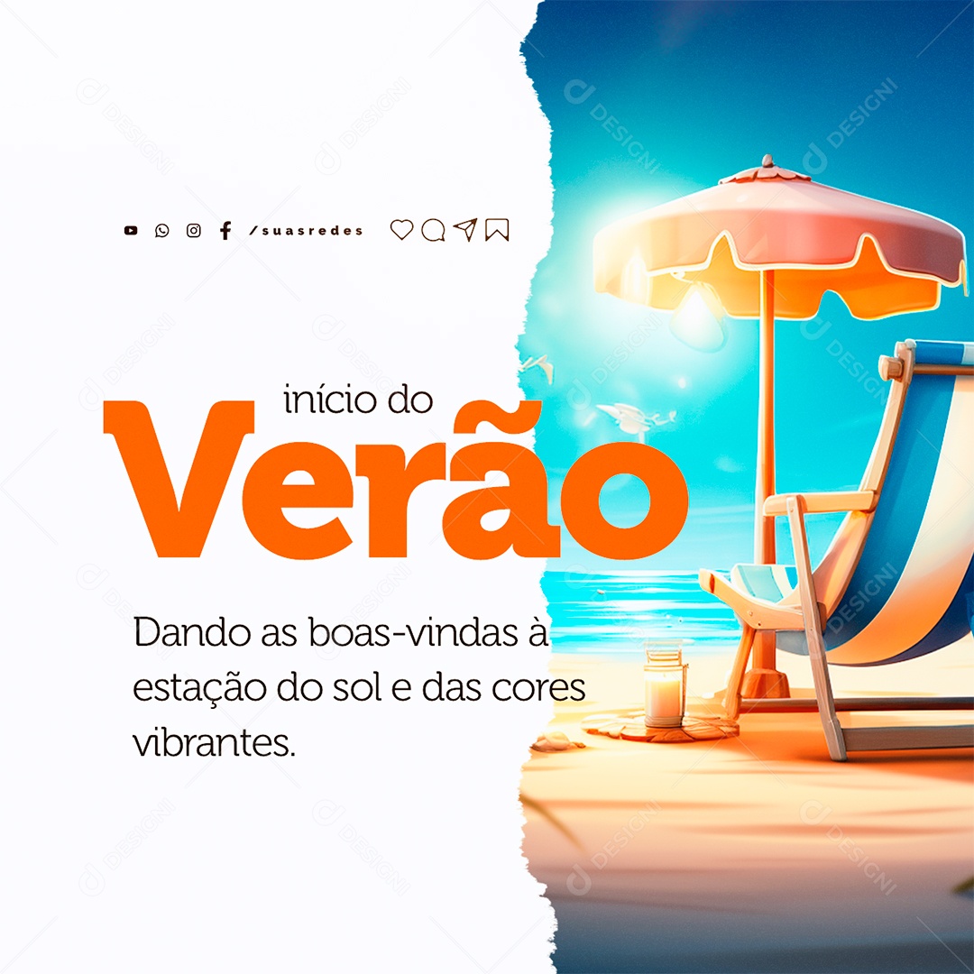 Início Do Verão Dando as Boas Vindas à Estação do Sol e das Cores Vibrantes Social Media PSD Editável