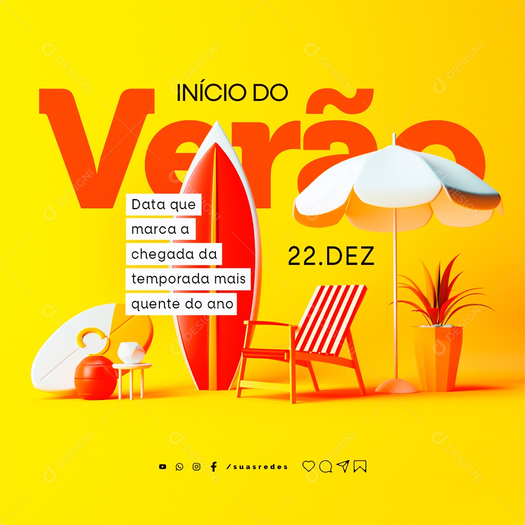 Início Do Verão Data que Marca a Chegada da Temporada mais Quente do Ano Social Media PSD Editável
