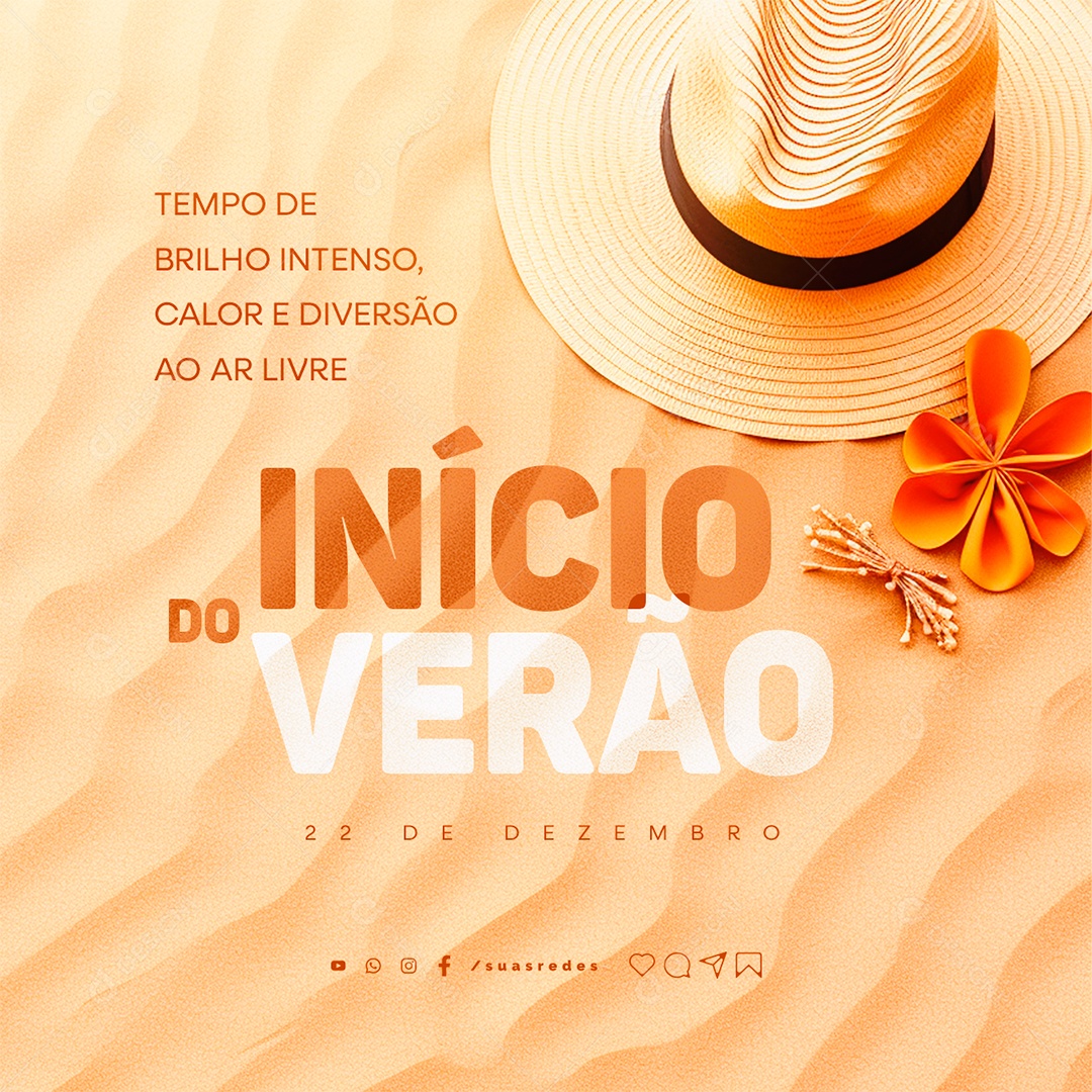 Início Do Verão Tempo de Brilho Intenso Calor e Diversão ao Ar Livre Social Media PSD Editável