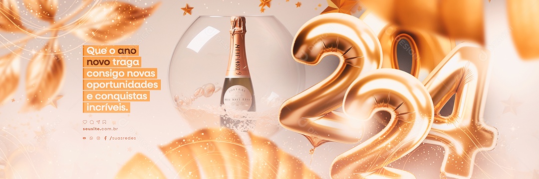 Carrossel Feliz 2024 Que o Ano Novo Traga Consigo Novas Oportunidades e Conquistas Social Media PSD Editável