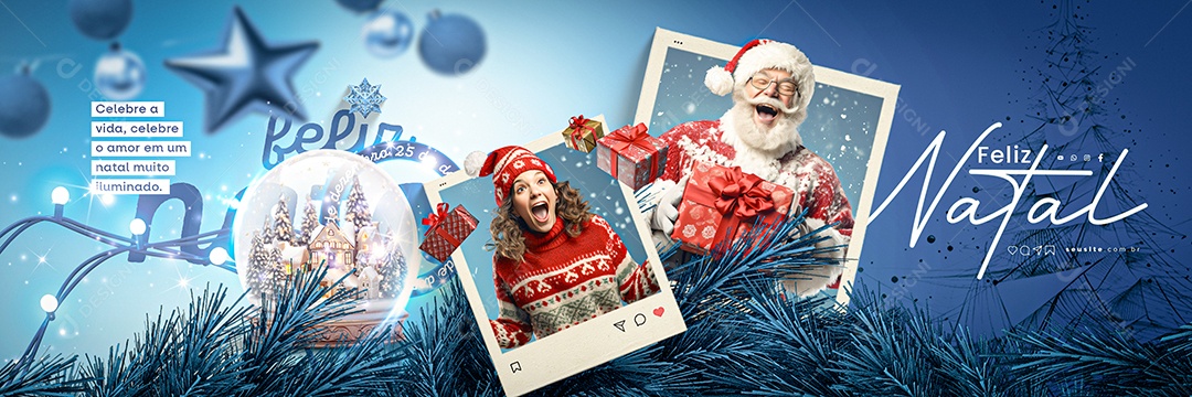 Carrossel Feliz Natal Celebre a Vida Celebre o Amor em um Natal Muito Iluminado Social Media PSD Editável