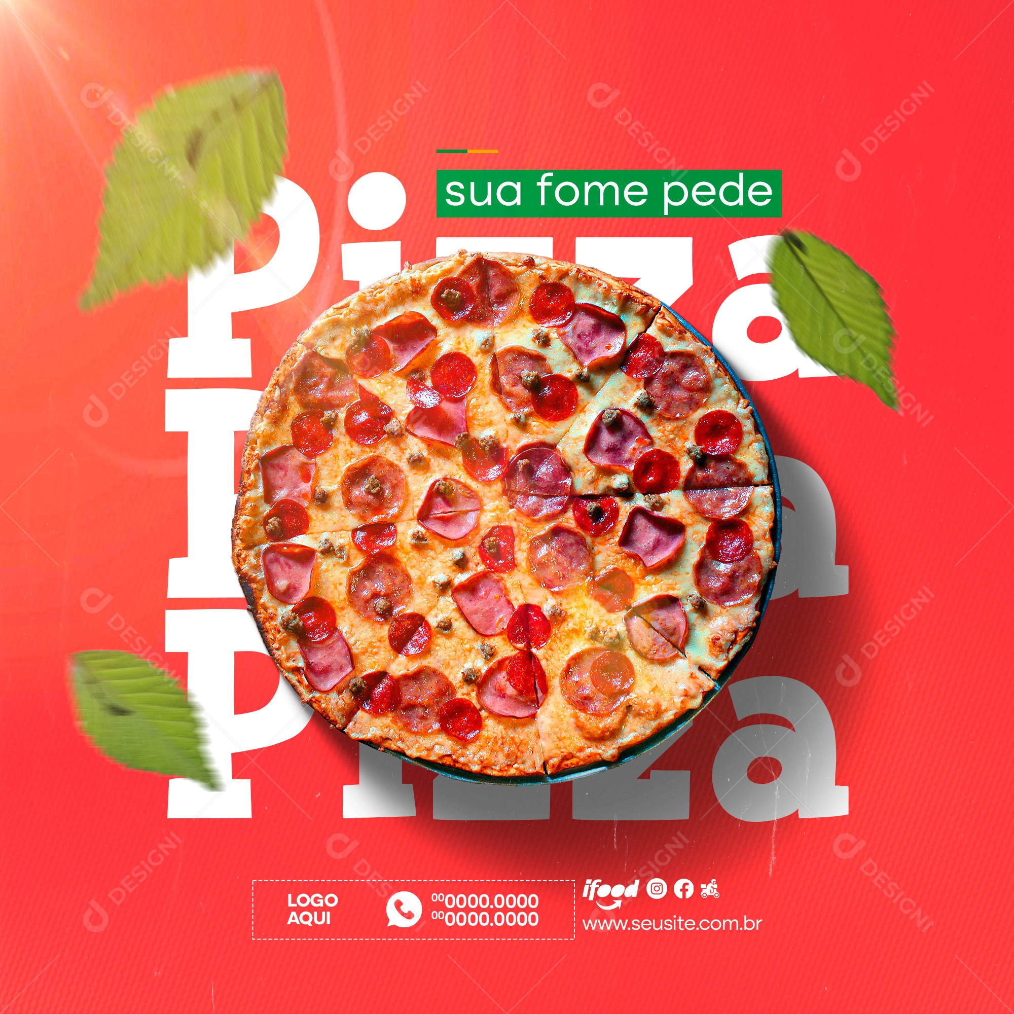 Social Media Sua Fome Pede Pizza Pizzaria PSD Editável
