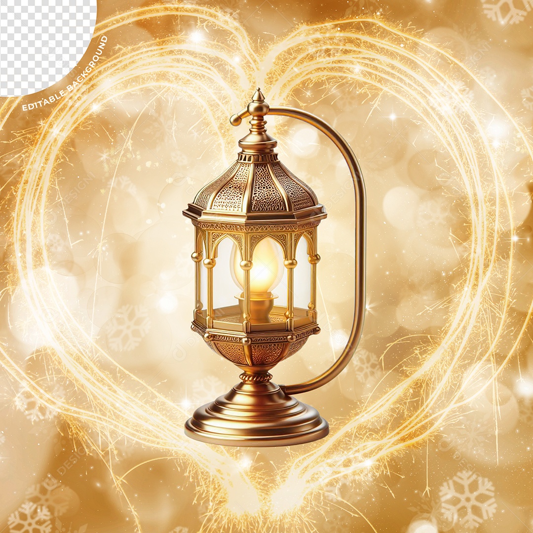 Decoração de ano novo Elemento 3D Dourado para Composição PSD