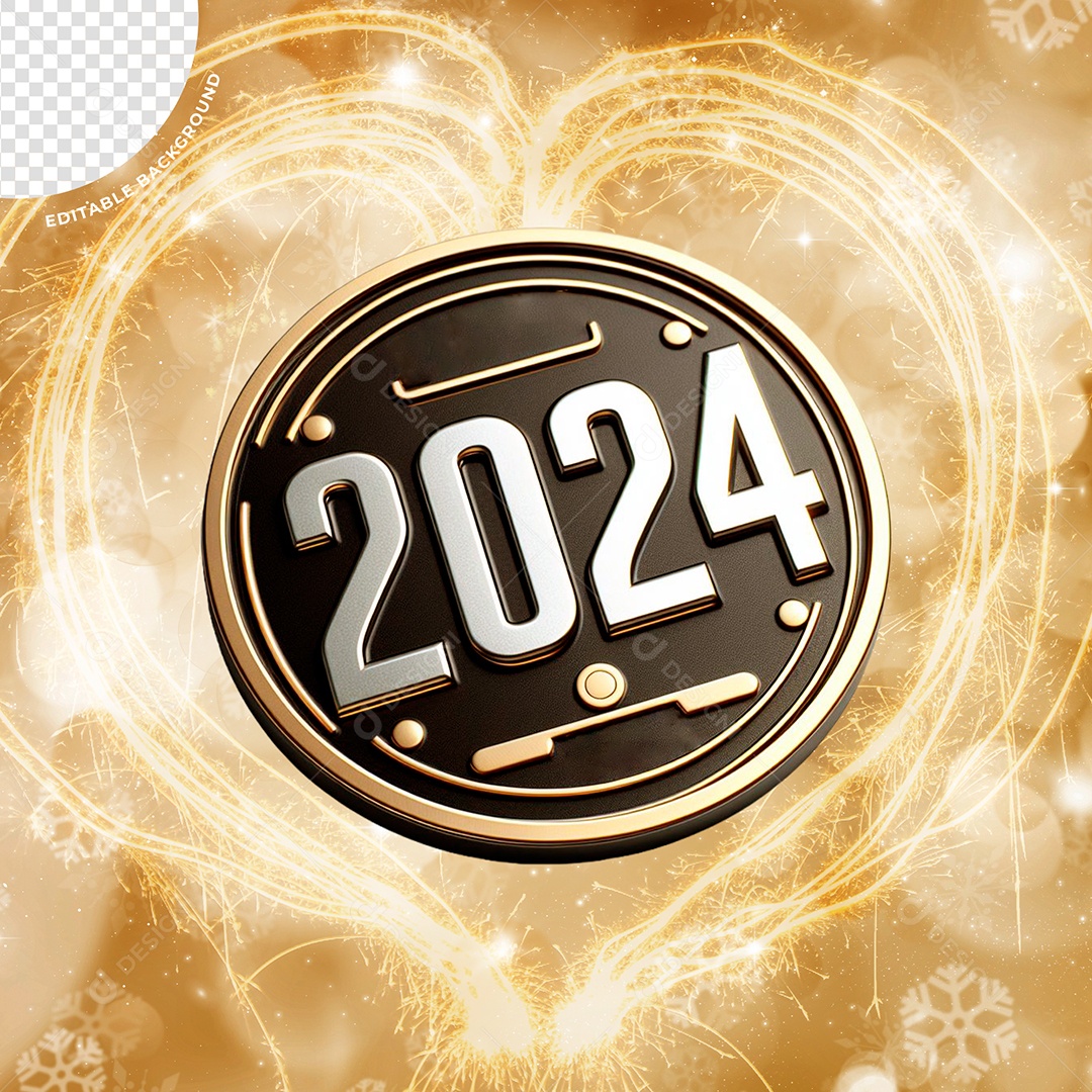 Número 3D 2024 Prata para Composição PSD