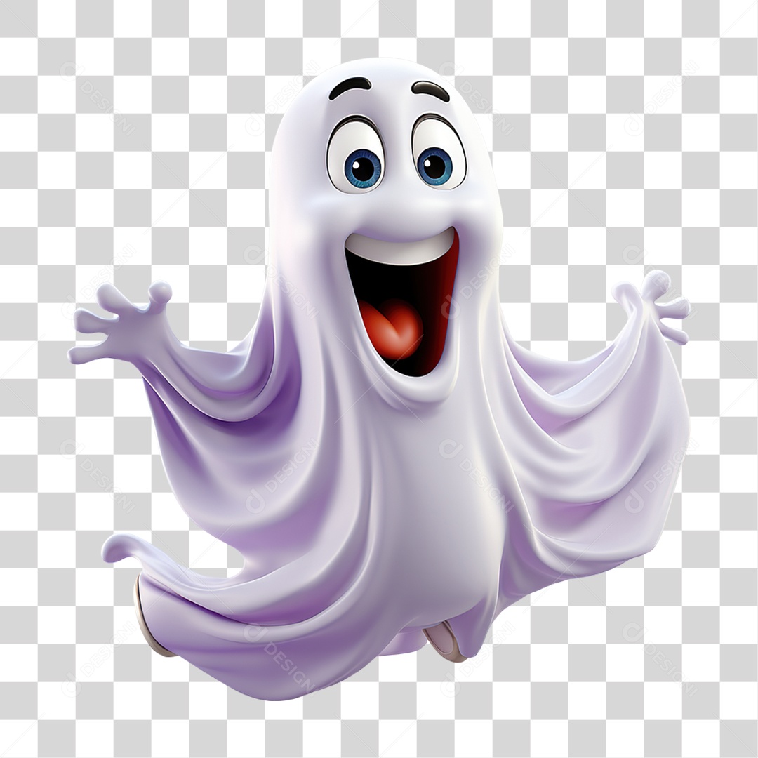 Fantasma de Halloween Elemento 3D para Composição PNG Transparente