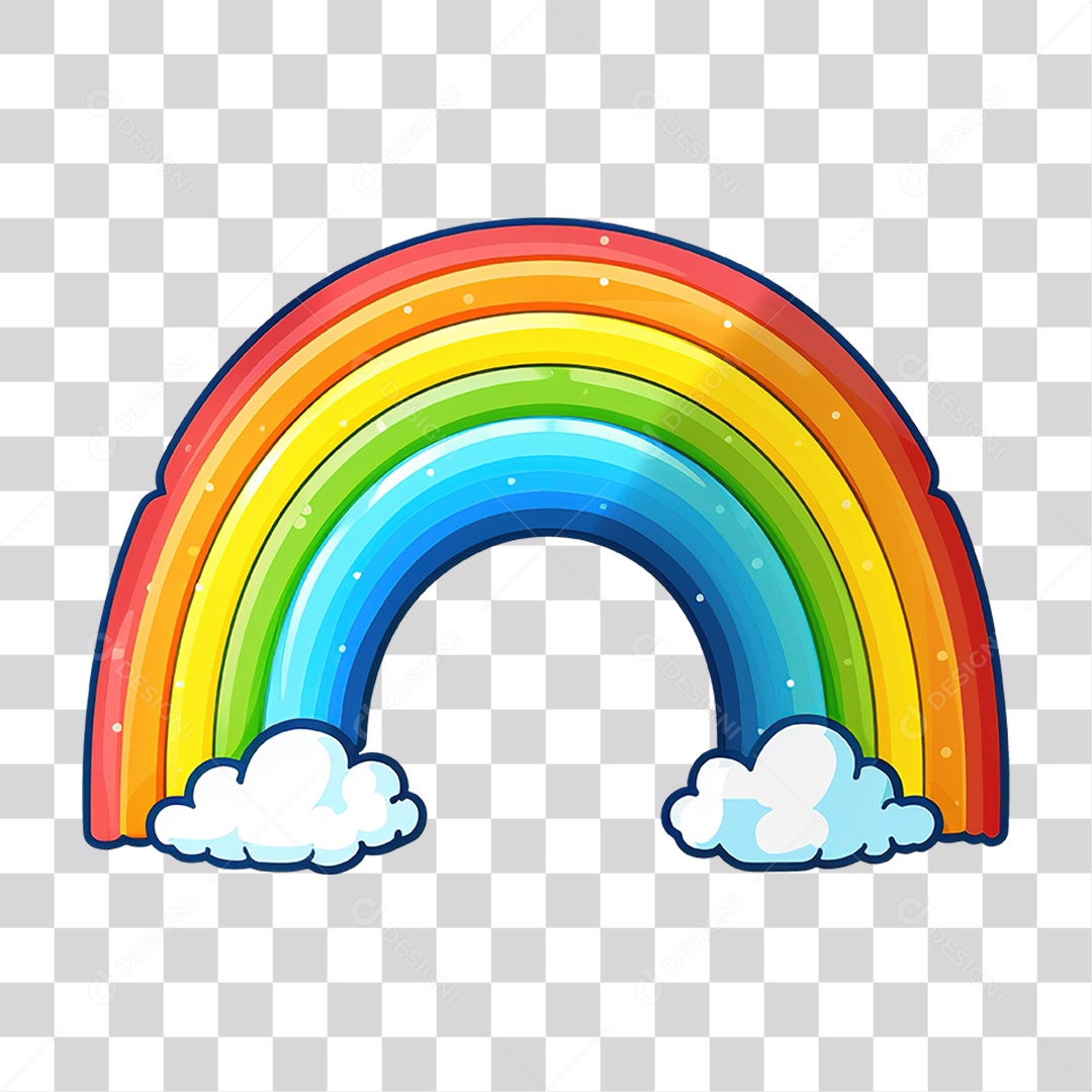 Arco-íris Nuvem Cores Formas Desenho Cartoon PNG Transparente