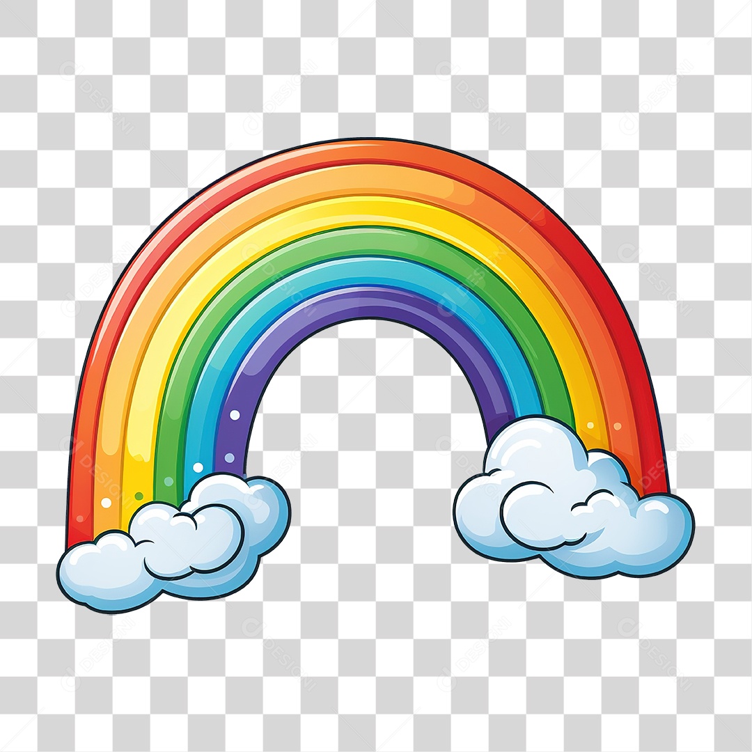 Arco-íris Nuvem Cores Formas Desenho Cartoon PNG Transparente