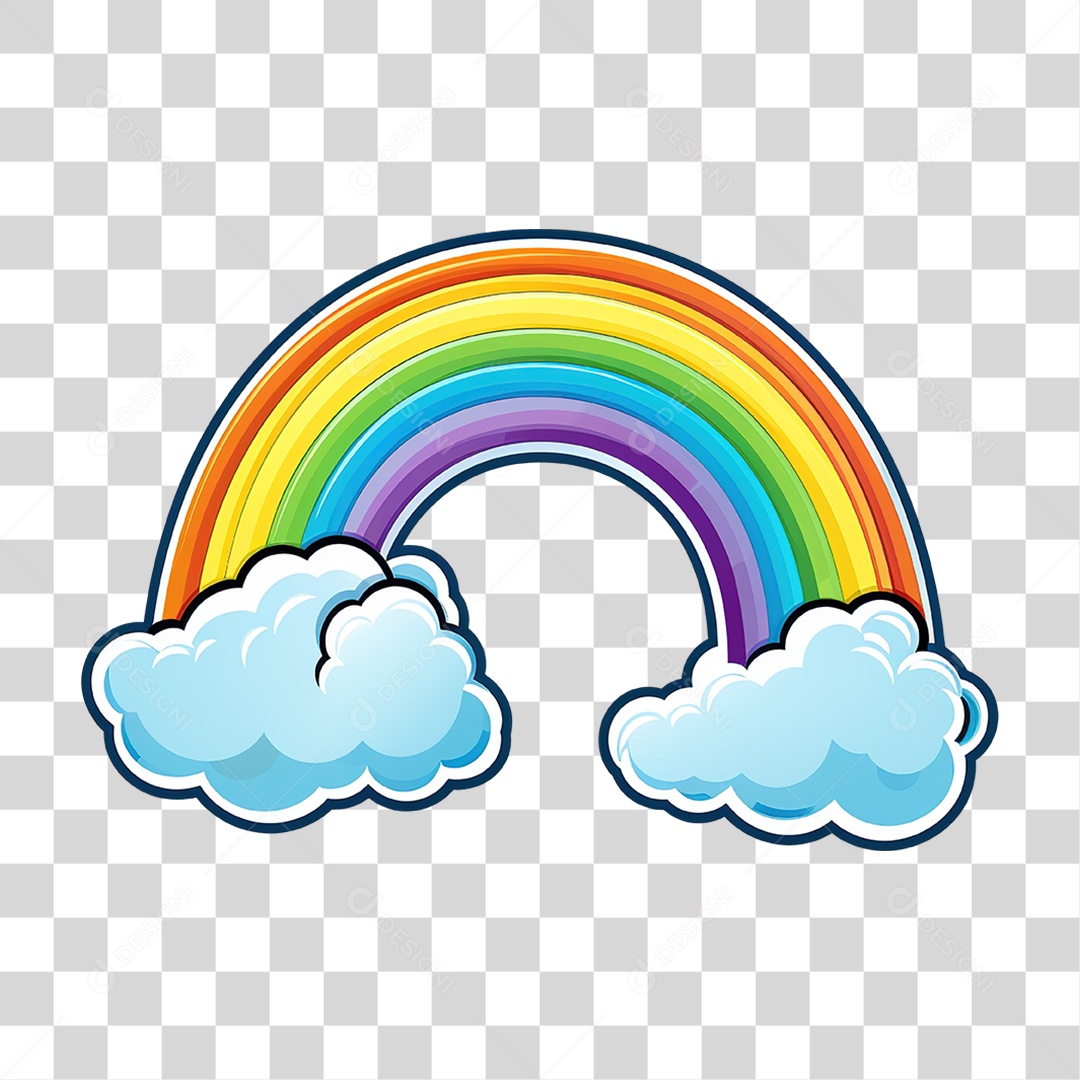 Arco-íris Nuvem Cores Formas Desenho Cartoon PNG Transparente