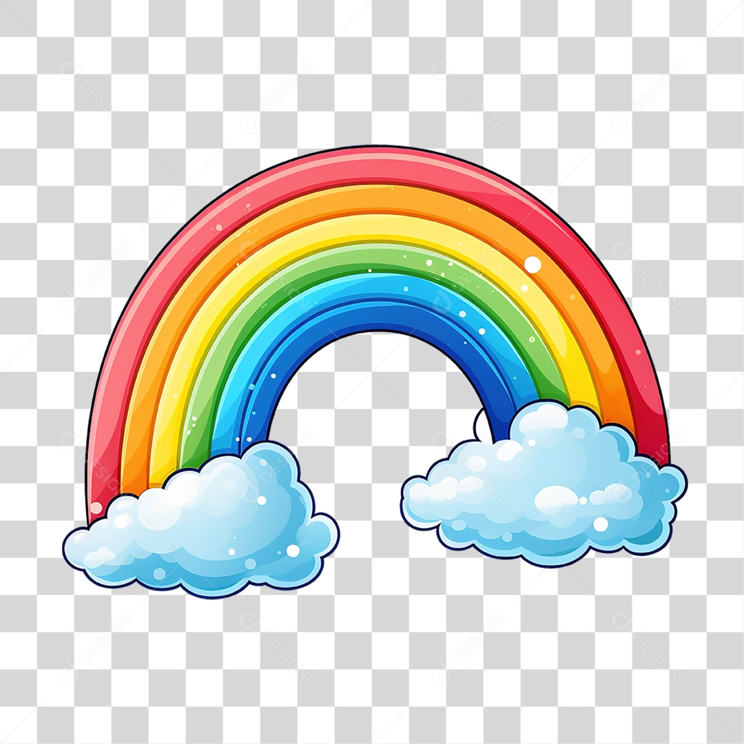 Arco-íris Nuvem Cores Formas Desenho Cartoon PNG Transparente