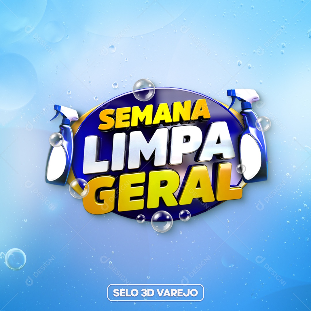 Selo 3D Semana Limpa Geral Para Composição PSD
