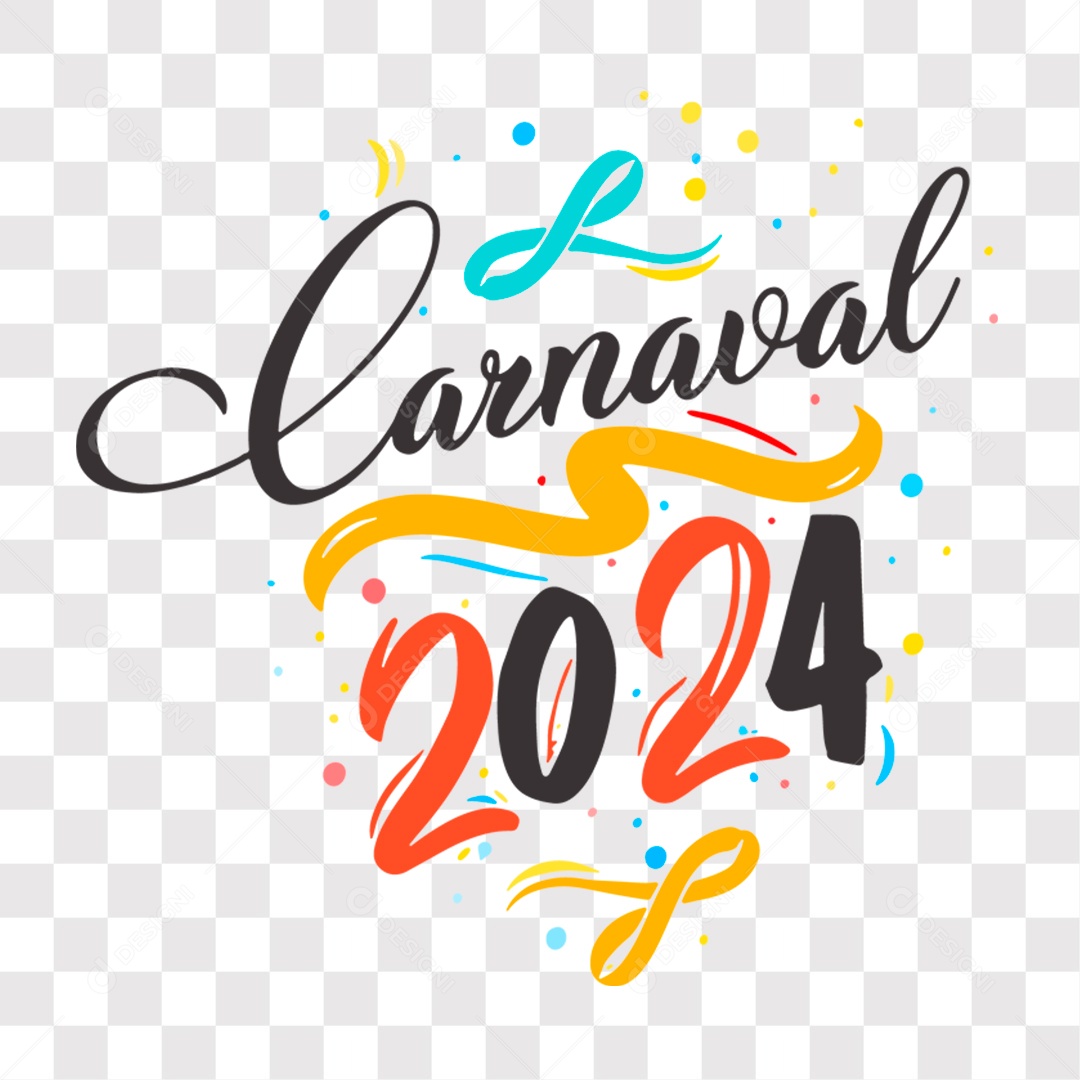Lettering Carnaval 2024 Texto Preto e Vermelho EPS + PNG