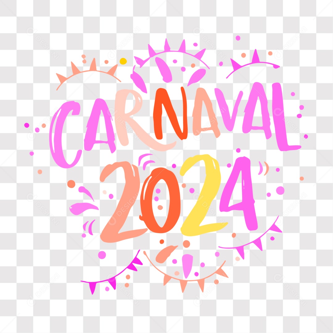 Lettering Carnaval 2024 Texto Colorido EPS + PNG