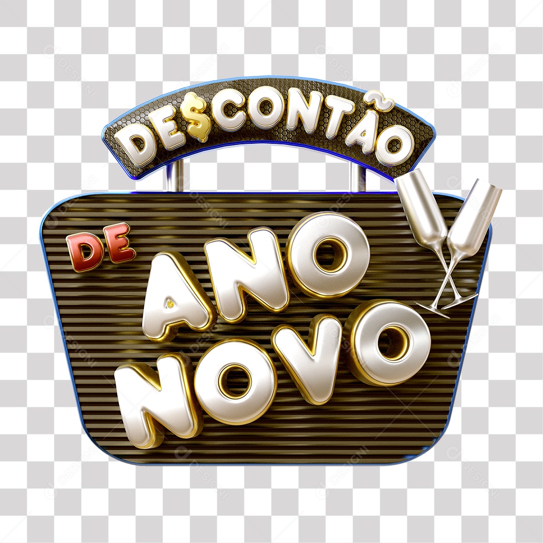 Selo 3D Descontão De Ano Novo para Composição PNG Transparente Sem Fundo
