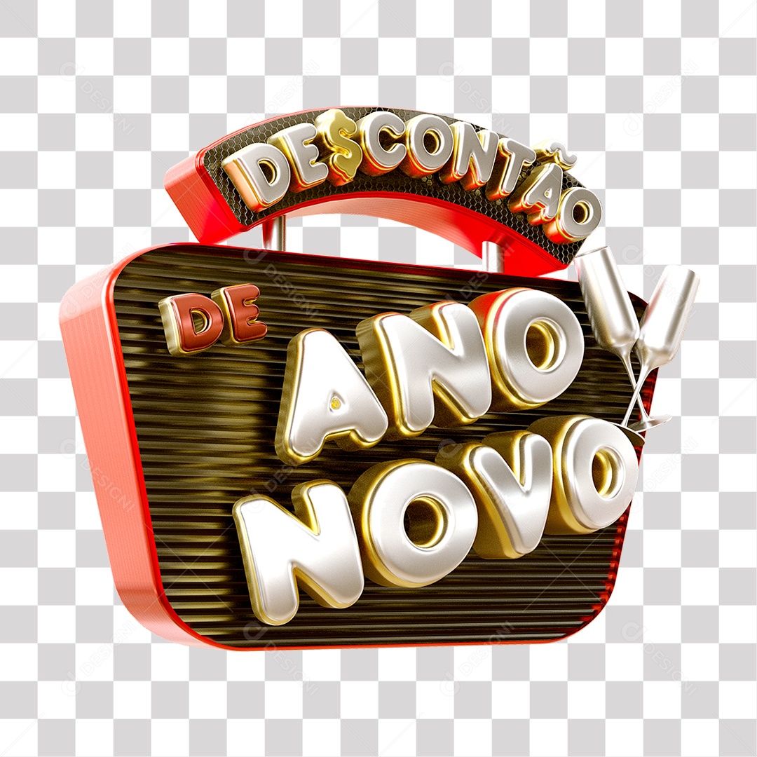 Selo 3D Descontão De Ano Novo para Composição PNG Transparente Sem Fundo