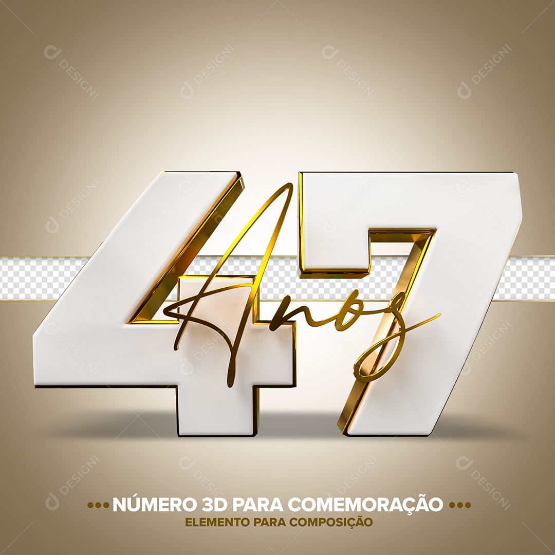 47 Anos Elemento 3D para Composição PSD