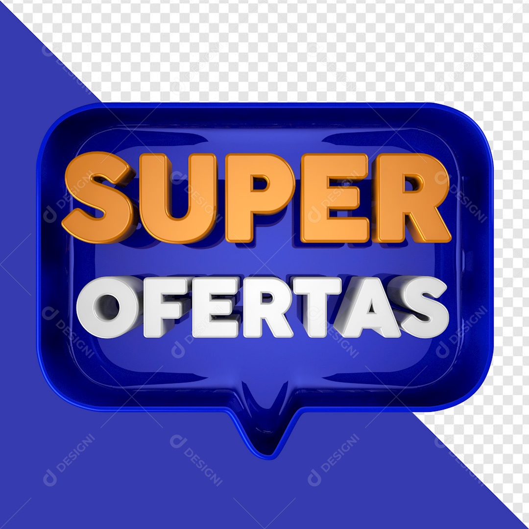 Selo 3D Azul Super Ofertas Para Composição PSD