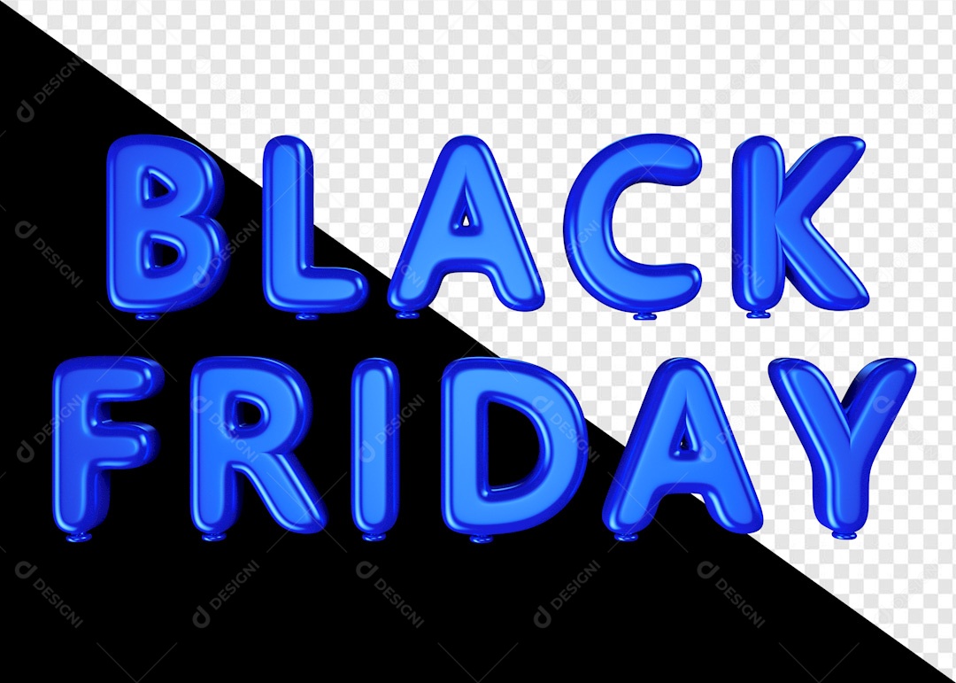 Texto 3D Black Friday Balão Azul Para Composição PSD