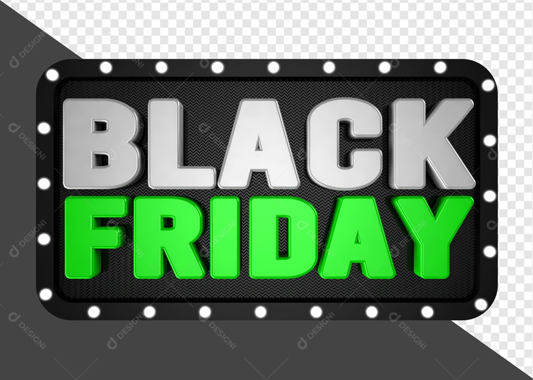 Elemento 3D Placa Black Friday Verde Para Composição PSD
